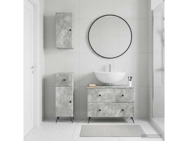Ensemble de meuble de salle de bain 3 pièces breda gris béton cf63354 - Conforama B