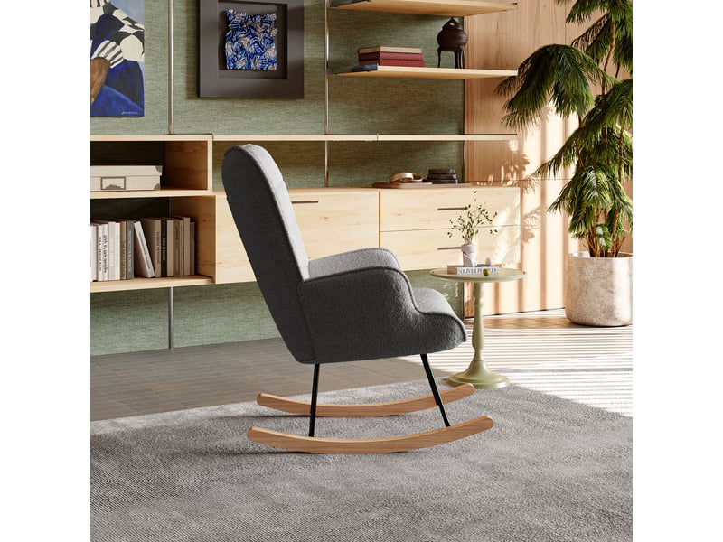  Fauteuil relax manuel velours teddy gris  - Conforama D