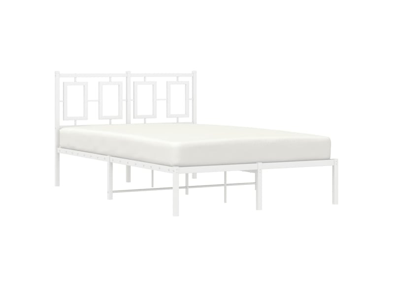  Lit double- lit adulte -  cadre de lit métal sans matelas et tête de lit blanc 120x190 cm  - Conforama C