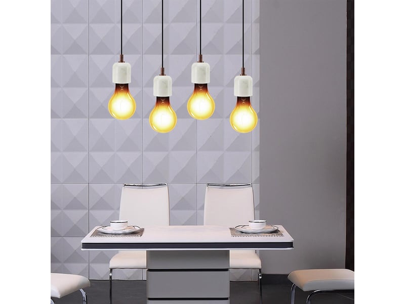  Lampe suspension en marbre sigma i 36cm blanc  - Conforama C