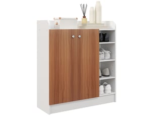 Meuble à chaussures moderne à 2 portes et étagères réglables pour 12 paires de chaussures, idéal pour une entrée, 83 x 30 x 90 cm, couleur naturelle