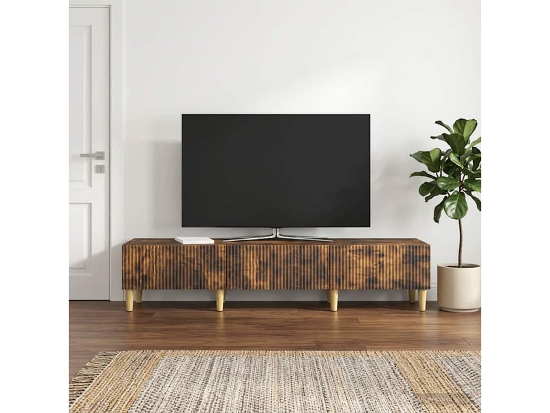  Meuble tv - banc tv - meuble de rangement chêne fumé 147 x 34,5 x 30 cm bois d'ingénierie  - Conforama B