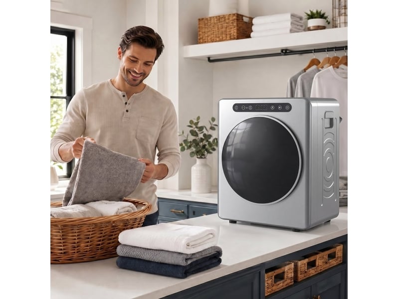  Sèche-linge à évacuation 5 kg 49 x 43 x 61 cm argent, tambour en acier inoxydable, chargement frontal  - Conforama D
