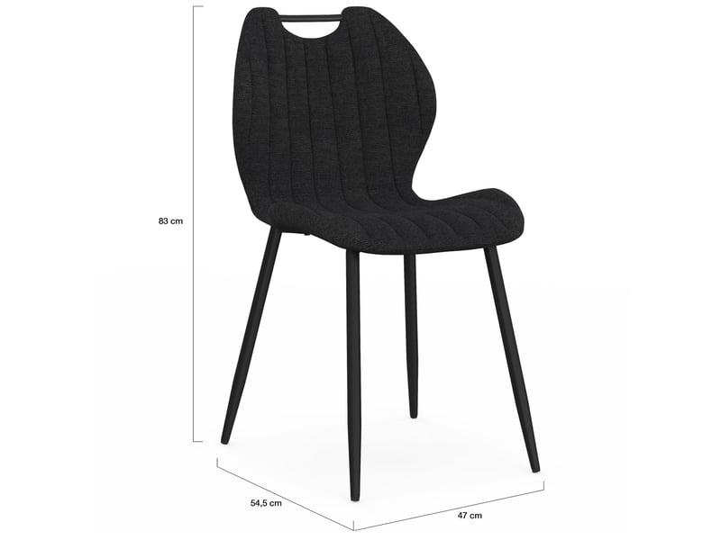  Lot de 6 chaises pio avec poignée en tissu éponge noir  - Conforama E