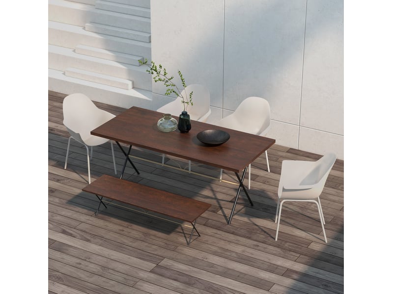  Lot de 4 chaises de jardin empilables 59x55x84 cm – gris – accoudoirs, dossier haut et structure acier  - Conforama B