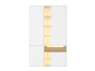 Armoire penderie blanche avec éclairage led vitrine en verre 122 x 50 x 200 cm