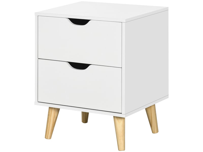  Table de chevet table de nuit avec 2 tiroirs, style scandinave pour chambre à coucher, salon, 40 x 35 x 50,5 cm, blanc  - Conforama B