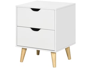 Table de chevet table de nuit avec 2 tiroirs, style scandinave pour chambre à coucher, salon, 40 x 35 x 50,5 cm, blanc
