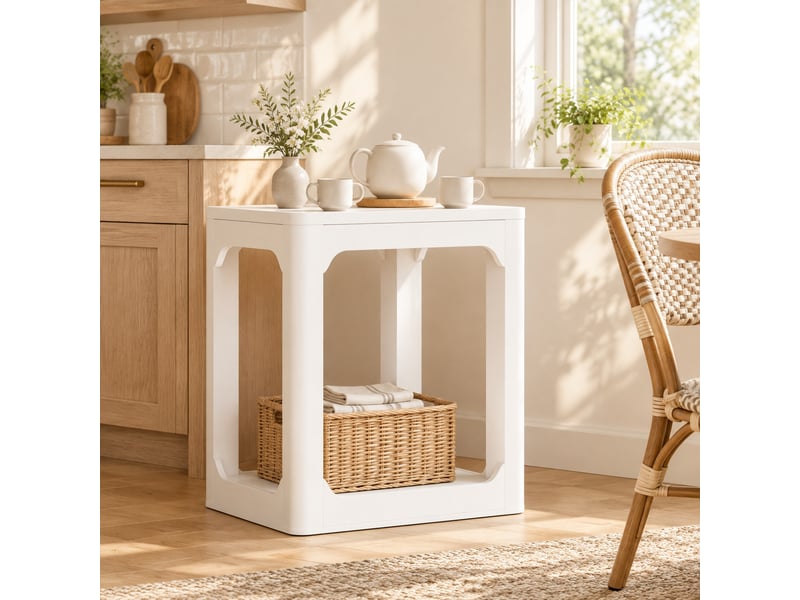 Tables d’appoint lot de 2 à deux niveaux, plateau épais - lpospi - rangements mdf blanc 50 × 40 × 60 cm - Conforama C