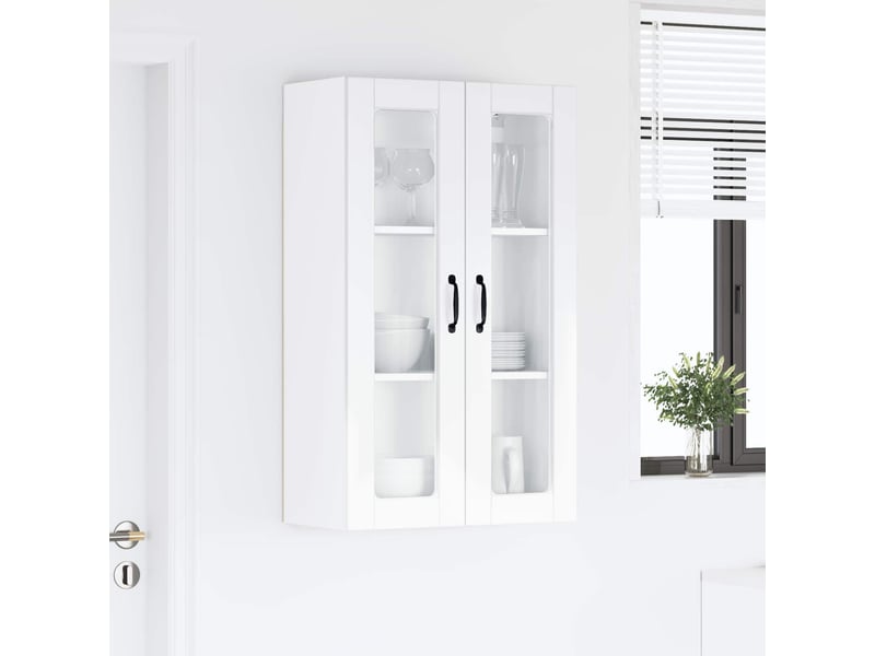  Meuble mural de cuisine, cabinet en verre mural blanc brillant 60x31x100cm  - Conforama D