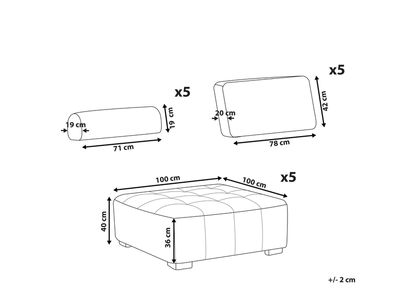 Canapé d'angle modulable 5 places tibro tissu blanc cassé côté gauche  - Conforama C
