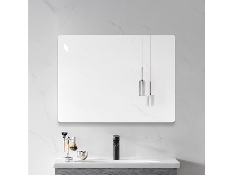  Miroir mural sans cadre 100x75 cm argenté à installer horizontalement ou verticalement  - Conforama B