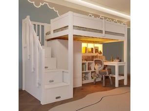 Lit mezzanine 90x200 cm coloris blanc
