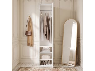 Armoire haute 2 portes avec penderie et 3 niches 45x50x200 cm blanche