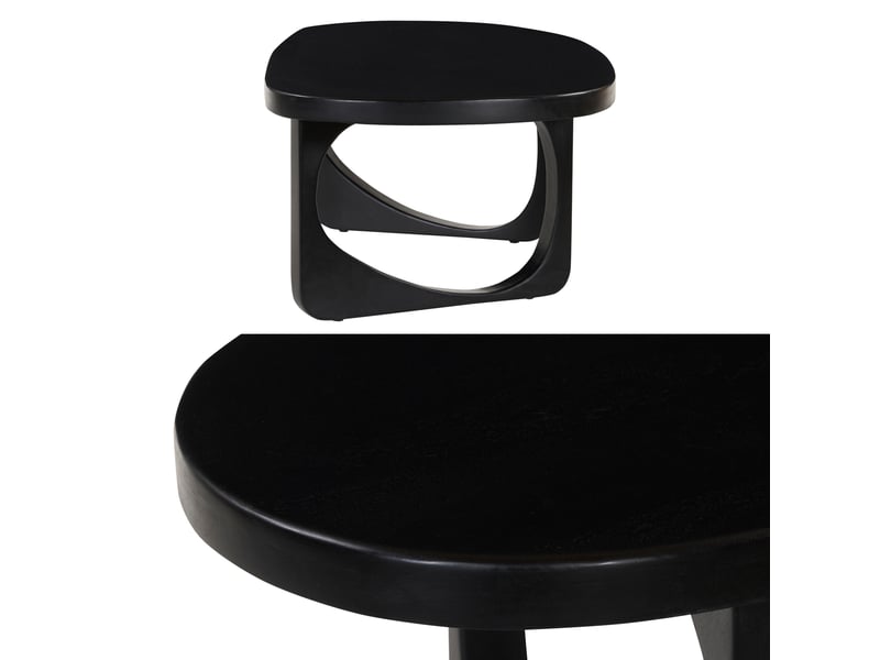  Table basse en bois de manguier massif noire 120cm nari  - Conforama D