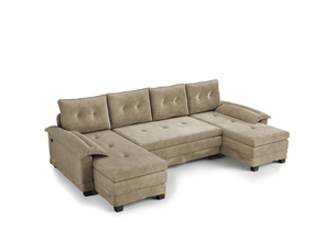 Canapé-lit en u 278x127x87 cm modulable port usb chenille camel sans matelas