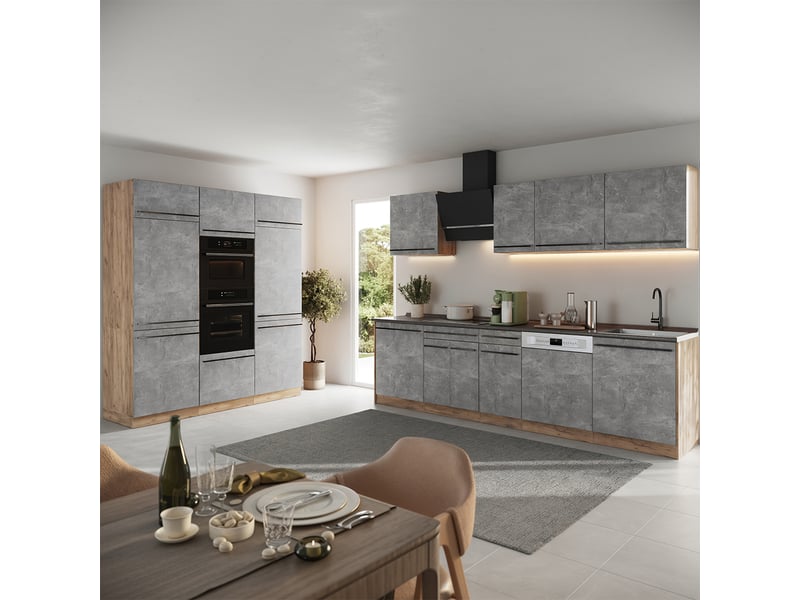  Vicco cuisine, bétonchêne doré, 180cm plan de travail anthracite  - Conforama C