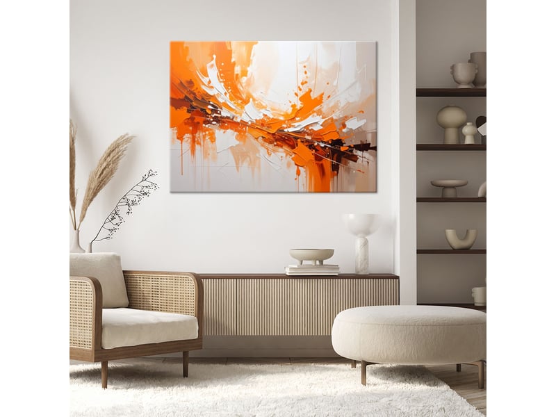  Image sur toile, abstraction dynamique dans les tons orangés 90x60 1312609134 - Conforama B