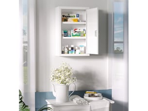 Armoire à pharmacie murale 30 x 14 x 46 cm blanche en acier, verrouillable avec 3 compartiments et 2 clés
