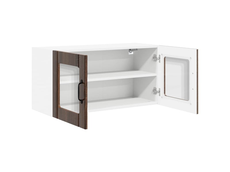 Meuble mural de cuisine, cabinet en verre mural chêne brun 80x31x40cm shl1028 - Conforama E