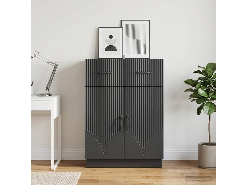  Buffet - bahut - meuble de rangement avec tiroir noir 66 x 34,5 x 87 cm bois d'ingénierie  - Conforama B