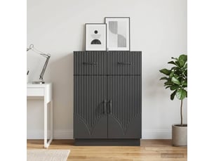 Buffet - bahut - meuble de rangement avec tiroir noir 66 x 34,5 x 87 cm bois d'ingénierie