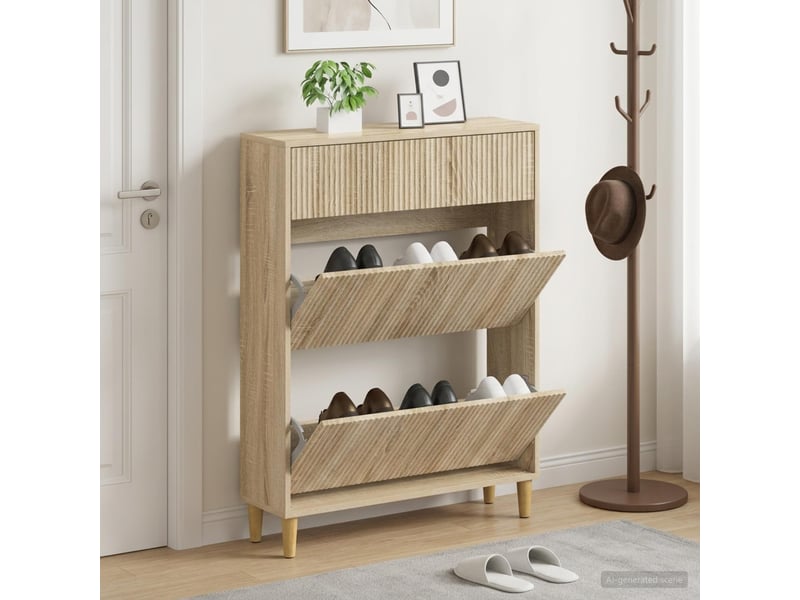  Meuble à chaussure, cabinet à chaussures arnhem 78x24x103 cm bois d'ingénierie shl6219  - Conforama B