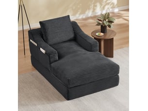 Fauteuil convertible <strong>EVRYAE </strong> Velours côtelé gris
