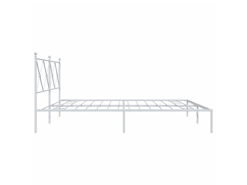  Lit double- lit adulte -  cadre de lit métal sans matelas et tête de lit blanc 200x200 cm  - Conforama D