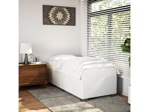 Lit adulte, lit simple, cadre de lit sans matelas blanc 100x200cm similicuir cf11209