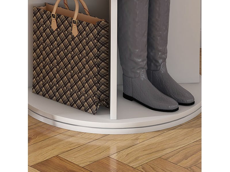 Tour à chaussures pivotante 60 x 60 x 184 cm blanche en pvc, sur pied, 7 niveaux pour 28 paires  - Conforama E