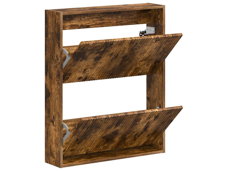  Meuble à chaussures mural, armoire à chaussures arnhem 71x17x86 cm chêne fumé  - Conforama C
