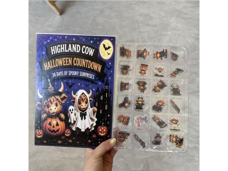  Calendrier de l'avent halloween 2026 highland cow – 24 ornements 2d surprises, vaches costumées, pour enfants et collectionneurs  - Conforama E