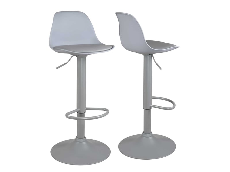  Lot de 2 tabourets de bar réglables pivotants, assise simili cuir avec coussin et dossier SIG gris intégral  - Conforama A