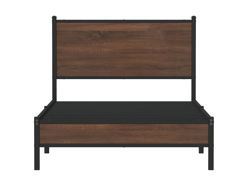  Lit simple- lit adulte -  cadre de lit en métal sans matelas chêne marron 100x200 cm  - Conforama D