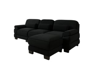 Canapé modulable tcqpz 3 places en l avec pouf velours côtelé noir 265 x 161 x 94 cm