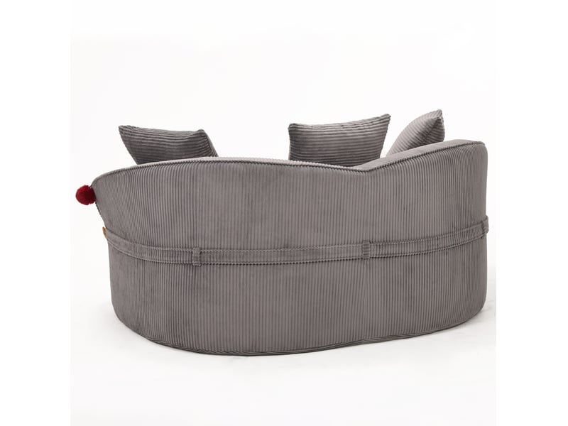  Canapé 2 places arrondi en velours côtelé gris foncé 163x93x68 cm  - Conforama R
