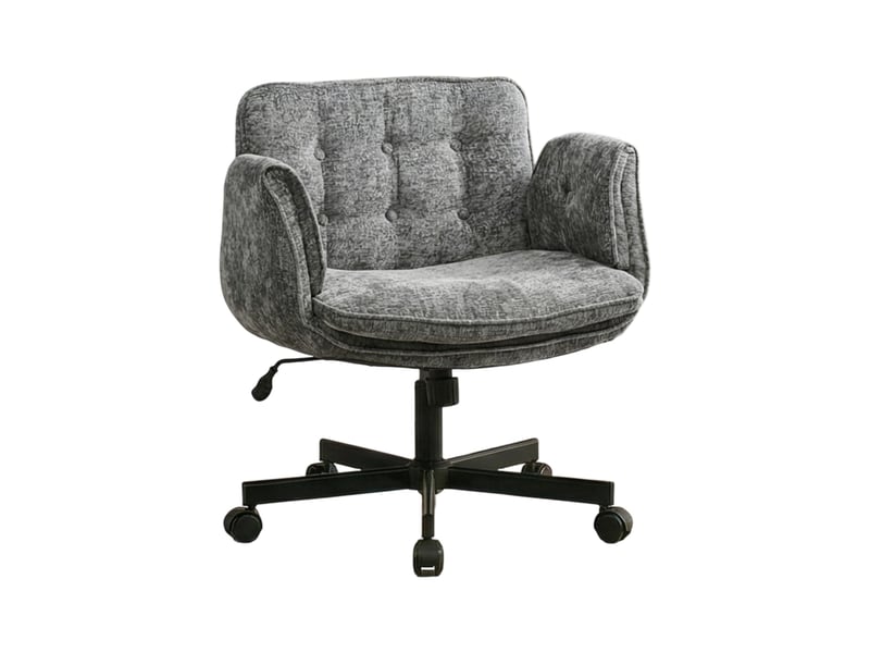  Chaise de bureau pivotante 360° à hauteur réglable - lpospi - accoudoirs rabattables, tissu chenille gris foncé  - Conforama A