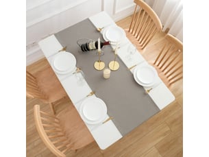 Chemin de table élégant - 40x180 cm - effet lin déperlant et imperméable - gris clair