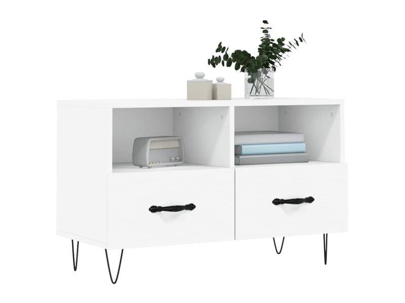  Meuble tv - banc tv - meuble de rangement blanc 80x36x50 cm bois d'ingénierie  - Conforama C