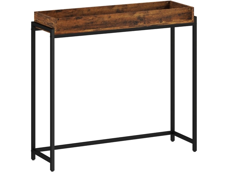  Console d'entrée 100x30x91 cm – brun rustique – plateau avec rebords et structure en métal noir  - Conforama D