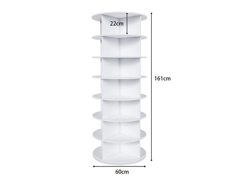  Meuble à chaussures rotatif 60x60x161 cm 360° blanc  - Conforama C