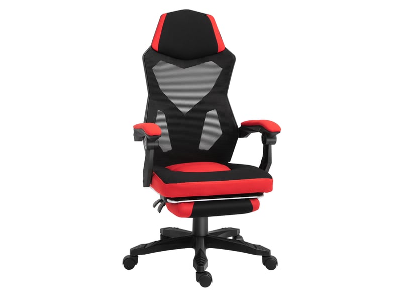 Chaise gaming ergonomique 58 x 63 x 112-122 cm – noir et rouge – inclinable à 135° avec repose-pieds  - Conforama A