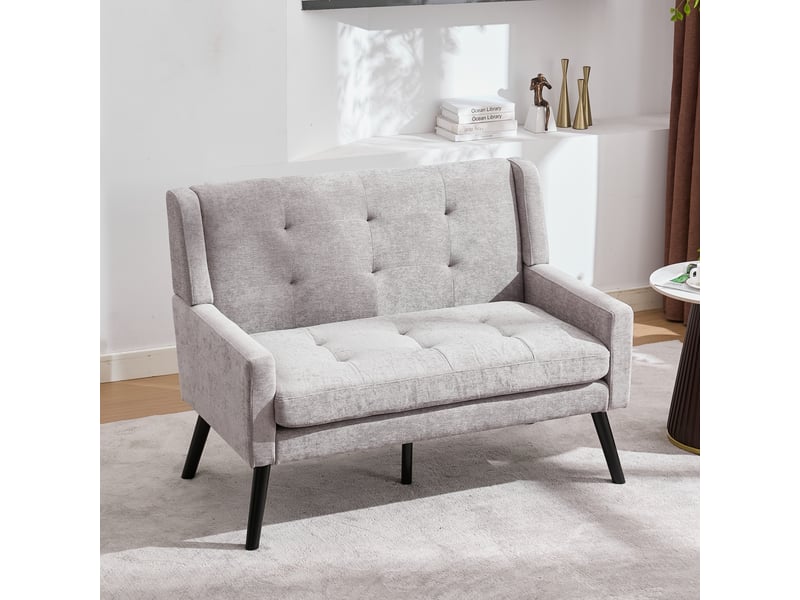  Banquette,120x75x88 cm,2 places avec capitonnage,lin,gris clair  - Conforama B