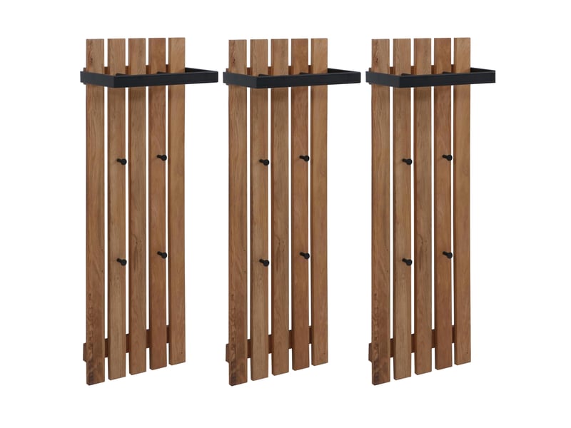 Mca lot de 3 panneaux vestiaires hwc-p57, patère murale, patère en bois, 4 crochets métalliques 120 x 40 cm, chêne  - Conforama A