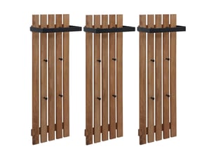 Mca lot de 3 panneaux vestiaires hwc-p57, patère murale, patère en bois, 4 crochets métalliques 120 x 40 cm, chêne