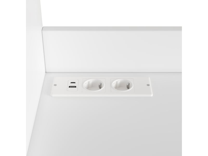  Vaisselier blanc buffet haut de cuisine avec prises et ports usb armoire de salle à manger moderne 120x40x178 cm  - Conforama W