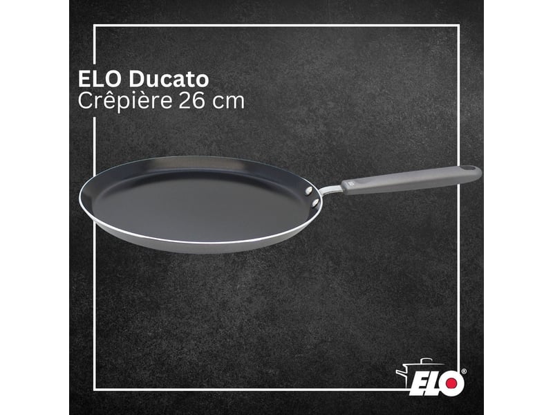 Poêle à crêpes 26 cm antiadhésive sans pfas elo ducato 6672626 - Conforama C