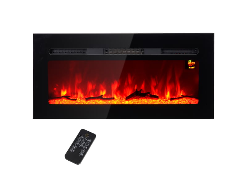  Cheminée électrique murale noire 1800 w avec télécommande  - Conforama B