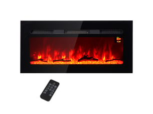 Cheminée électrique murale noire 1800 w avec télécommande